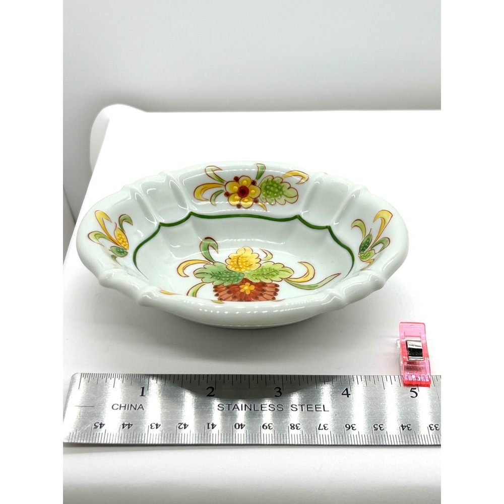 Sherle Wagner Italy Hand Painted Floral Porcelain Scalloped Soap Trinket Dish - Picture 2 of 13